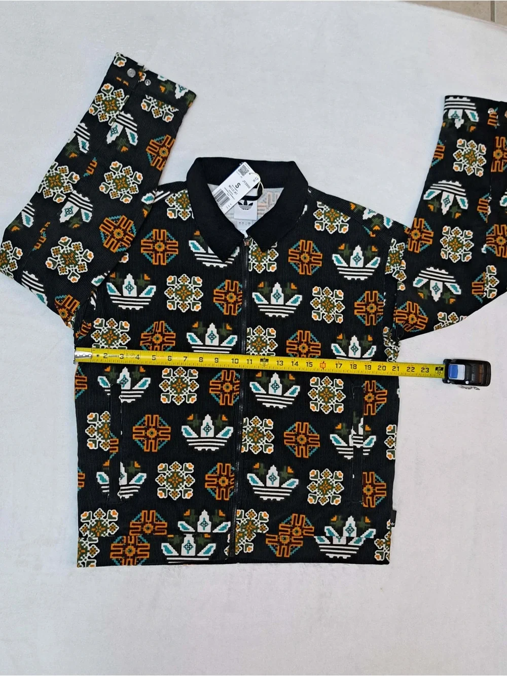 Adidas Monogram Allover Print Corduroy Coach Jacket - Men's size SMALL